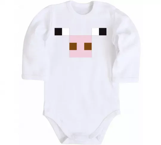 Дитячий бодік Minecraft pig Білий фото