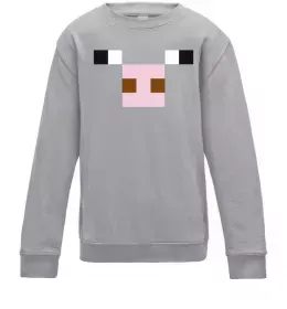 Детский Свитшот Minecraft pig Серый меланж фото