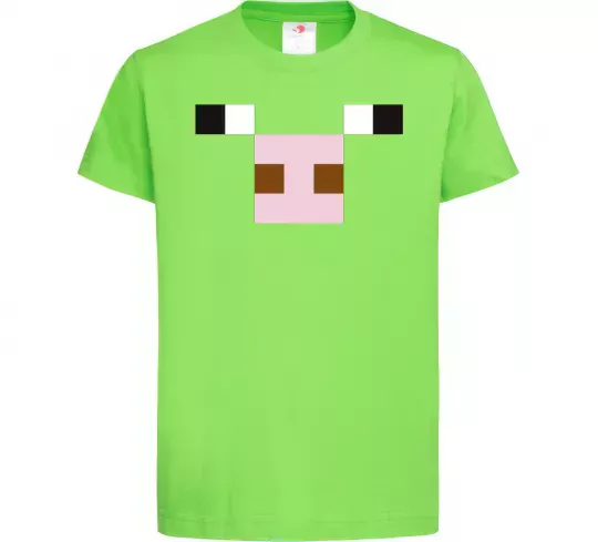 Дитяча футболка Minecraft pig Лаймовий фото