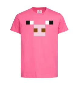 Детская футболка Minecraft pig Ярко-розовый фото