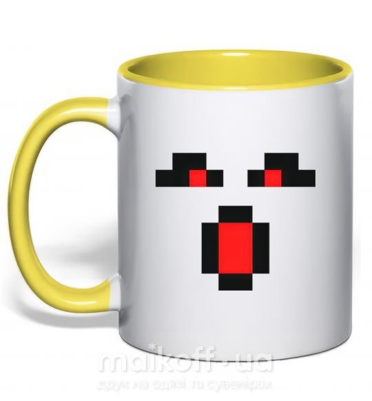 Чашка з кольоровою ручкою Minecraft evil Сонячно жовтий фото