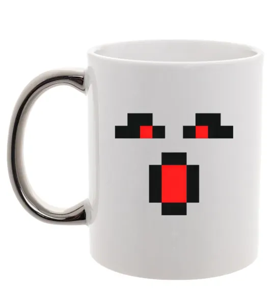 Чашка с цветной ручкой Minecraft evil Серебро фото