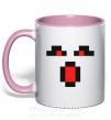Чашка з кольоровою ручкою Minecraft evil Ніжно рожевий фото