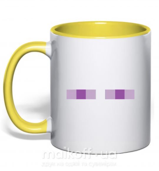 Чашка з кольоровою ручкою Minecraft eyes Сонячно жовтий фото