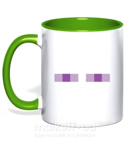 Чашка з кольоровою ручкою Minecraft eyes Зелений фото