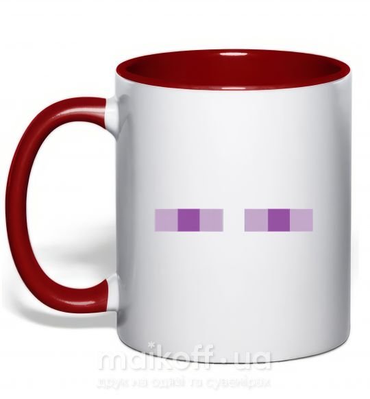 Чашка с цветной ручкой Minecraft eyes Красный фото