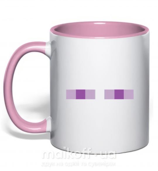 Чашка з кольоровою ручкою Minecraft eyes Ніжно рожевий фото