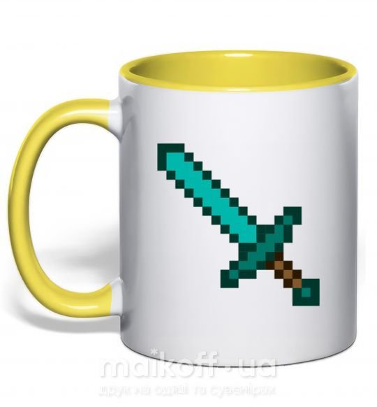 Чашка с цветной ручкой Minecraft sword Солнечно желтый фото