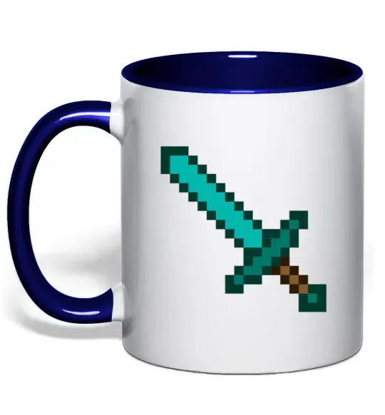 Чашка с цветной ручкой Minecraft sword Глубокий темно-синий фото