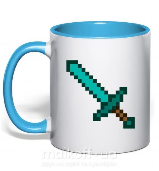 Чашка с цветной ручкой Minecraft sword Голубой фото