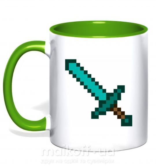Чашка с цветной ручкой Minecraft sword Зеленый фото