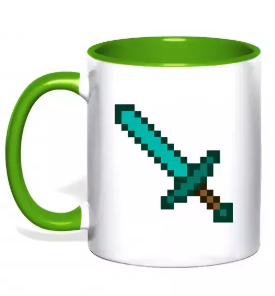 Чашка с цветной ручкой Minecraft sword Зеленый фото