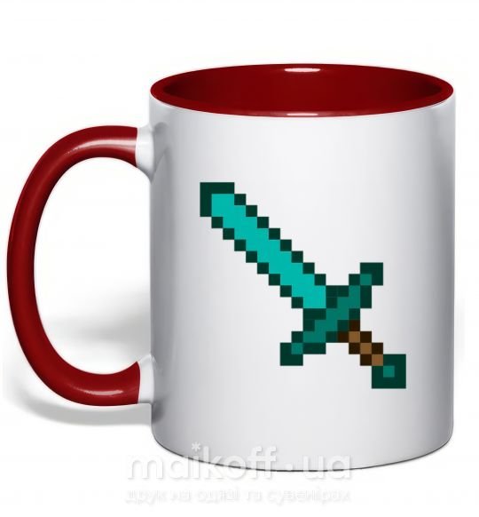Чашка з кольоровою ручкою Minecraft sword Червоний фото