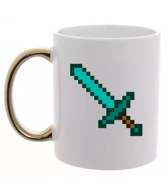 Чашка с цветной ручкой Minecraft sword Золото фото