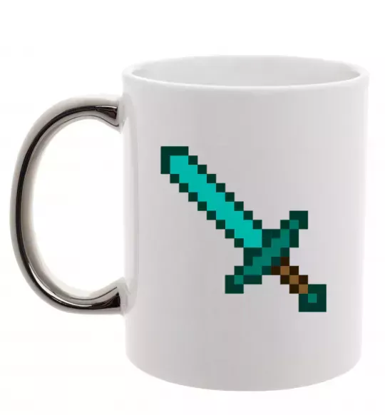 Чашка с цветной ручкой Minecraft sword Серебро фото