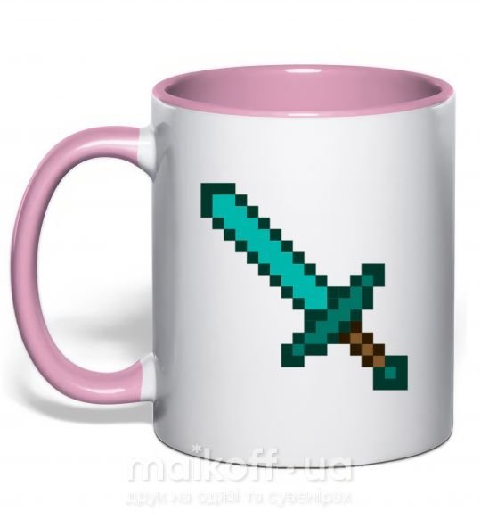 Чашка с цветной ручкой Minecraft sword Нежно розовый фото