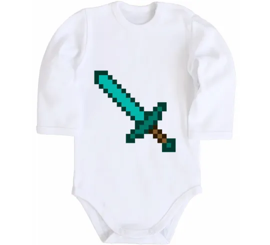 Дитячий бодік Minecraft sword Білий фото