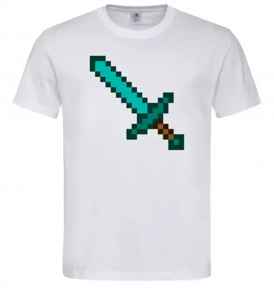 Мужская футболка Minecraft sword Белый фото
