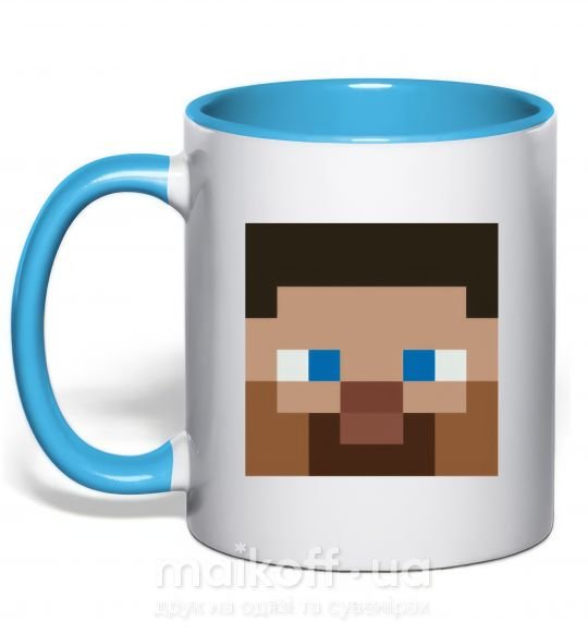 Чашка з кольоровою ручкою Minecraft hero Блакитний фото