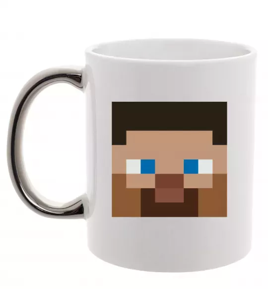 Чашка с цветной ручкой Minecraft hero Серебро фото