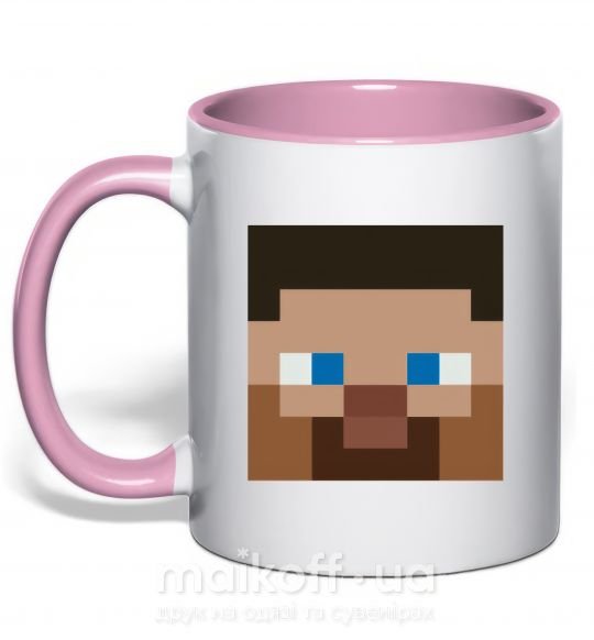 Чашка з кольоровою ручкою Minecraft hero Ніжно рожевий фото