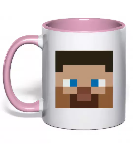 Чашка с цветной ручкой Minecraft hero Нежно розовый фото