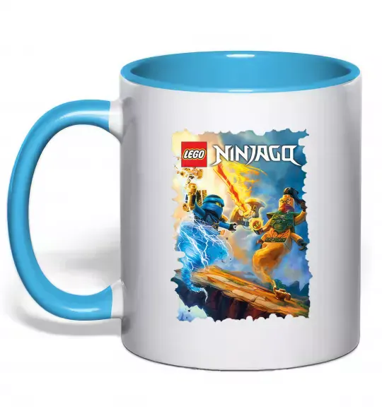 Чашка с цветной ручкой Битва Голубой фото