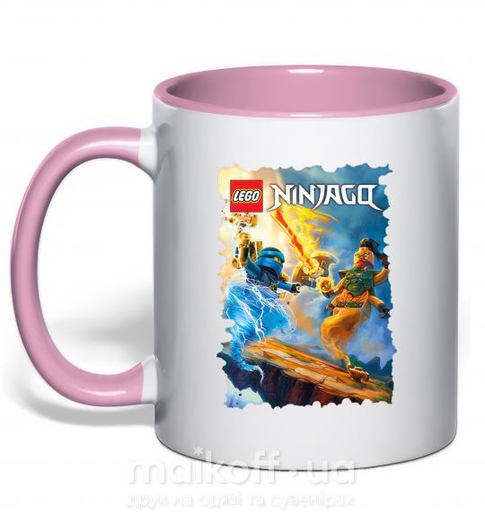 Чашка с цветной ручкой Битва Нежно розовый фото