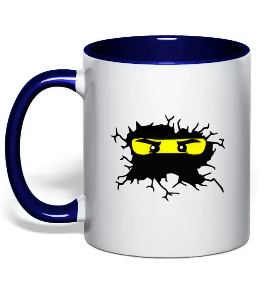 Чашка с цветной ручкой Lego face Глубокий темно-синий фото