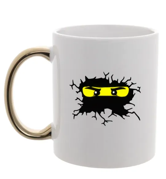 Чашка с цветной ручкой Lego face Золото фото