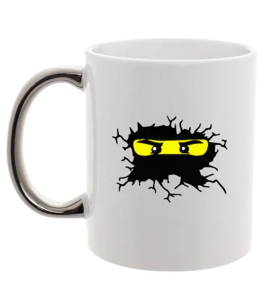 Чашка с цветной ручкой Lego face Серебро фото