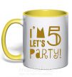 Чашка с цветной ручкой I am 5 let is party Солнечно желтый фото