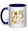 Чашка с цветной ручкой I am 5 let is party Глубокий темно-синий фото