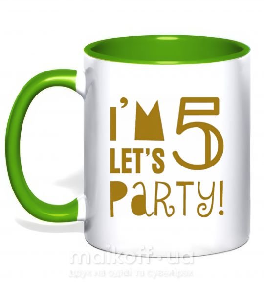 Чашка з кольоровою ручкою I am 5 let is party Зелений фото