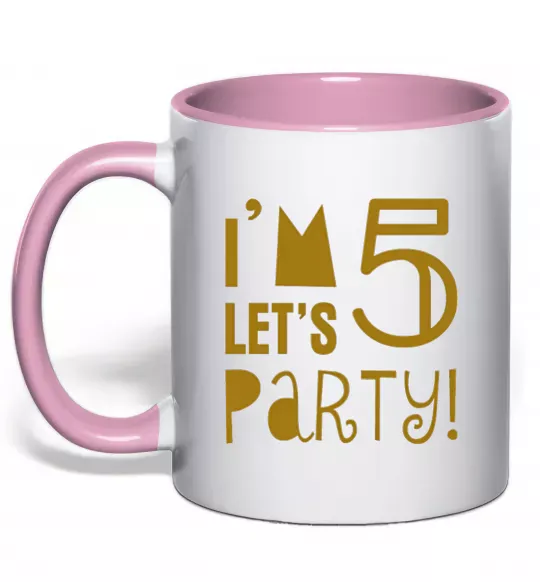 Чашка с цветной ручкой I am 5 let is party Нежно розовый фото