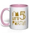 Чашка з кольоровою ручкою I am 5 let is party Ніжно рожевий фото