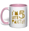 Чашка с цветной ручкой I am 5 let is party Нежно розовый фото