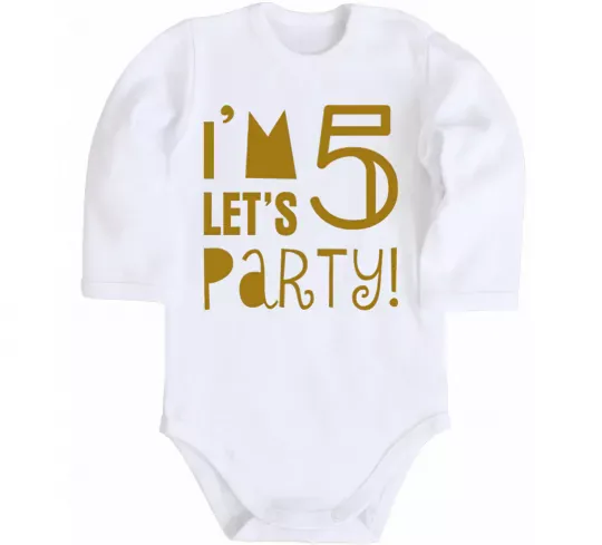 Детский боди I am 5 let is party Белый фото