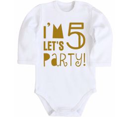 Детский боди I am 5 let is party