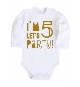 Детский боди I am 5 let is party Белый фото