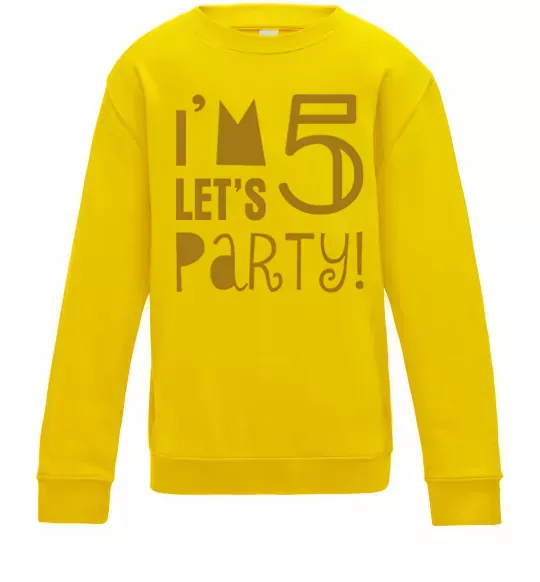 Дитячий світшот I am 5 let is party Сонячно жовтий фото