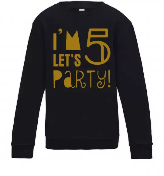 Дитячий світшот I am 5 let is party Чорний фото