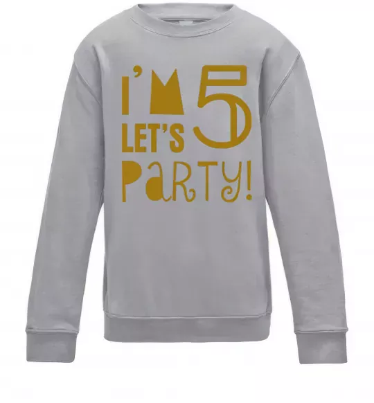 Дитячий світшот I am 5 let is party Сірий меланж фото