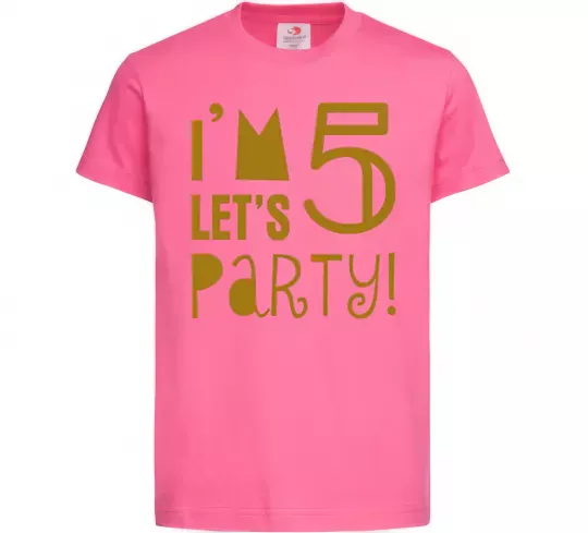 Детская футболка I am 5 let is party Ярко-розовый фото