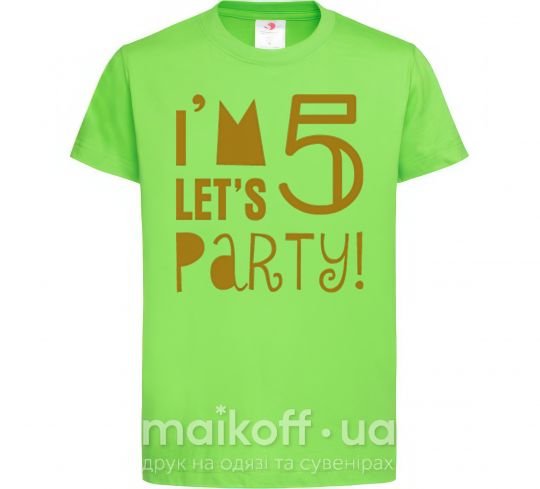 Дитяча футболка I am 5 let is party Лаймовий фото