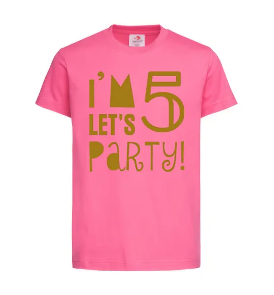 Детская футболка I am 5 let is party Ярко-розовый фото