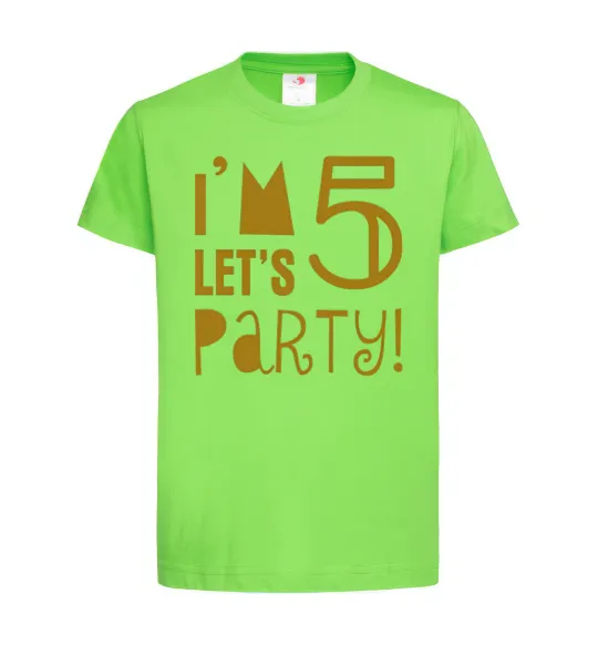 Детская футболка I am 5 let is party Лаймовый фото