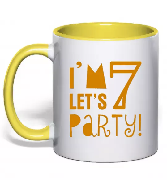 Чашка з кольоровою ручкою I am 7 let is party Сонячно жовтий фото