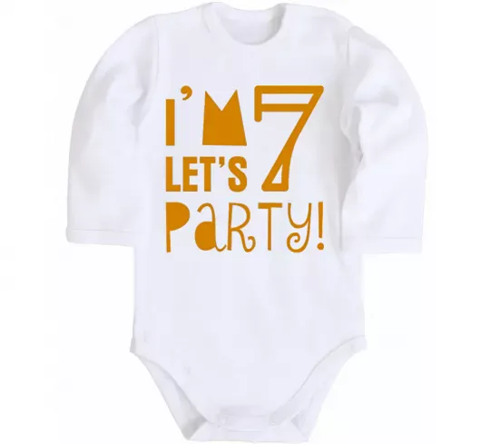 Детский боди I am 7 let is party Белый фото