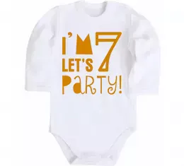 Детский боди I am 7 let is party Белый фото